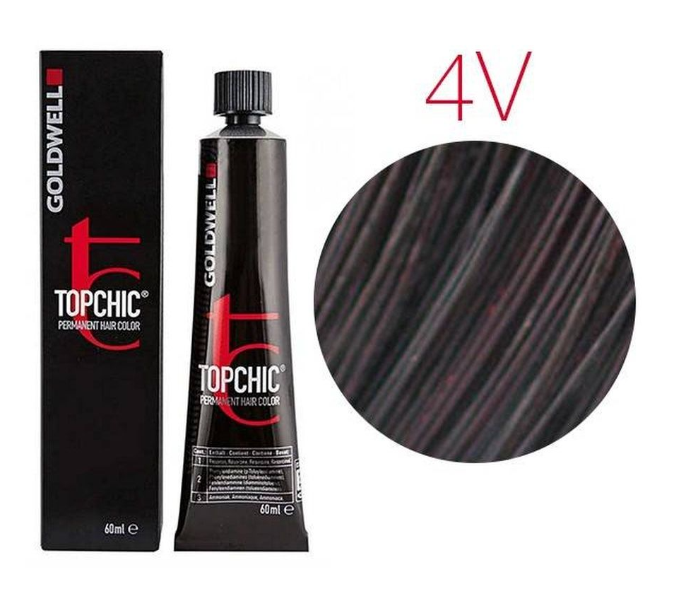 Стойкая профессиональная краска для волос - Goldwell Topchic Hair Color Coloration 4V (Цикламен) 60 ml