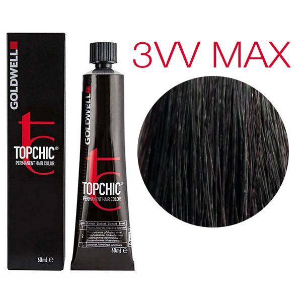 Стойкая профессиональная краска для волос - Goldwell Topchic Hair Color Coloration 3VV 60 ml MAX (Чернослив)