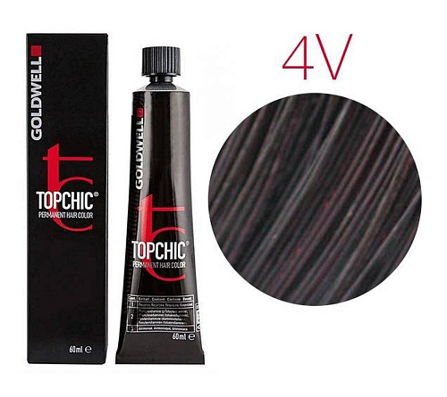 Стойкая профессиональная краска для волос - Goldwell Topchic Hair Color Coloration 4V (Цикламен)