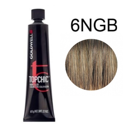 Стойкая профессиональная краска для волос - Goldwell Topchic Hair Color Coloration 6NGB (Натуральный золотисто- коричневый)